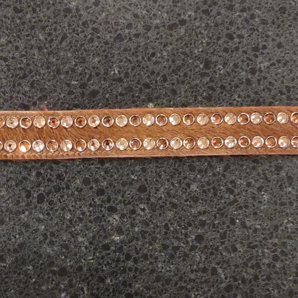B.B. Simon | Crystal Embellished Brown Calf Hair Cowgirl Formal Western Belt
